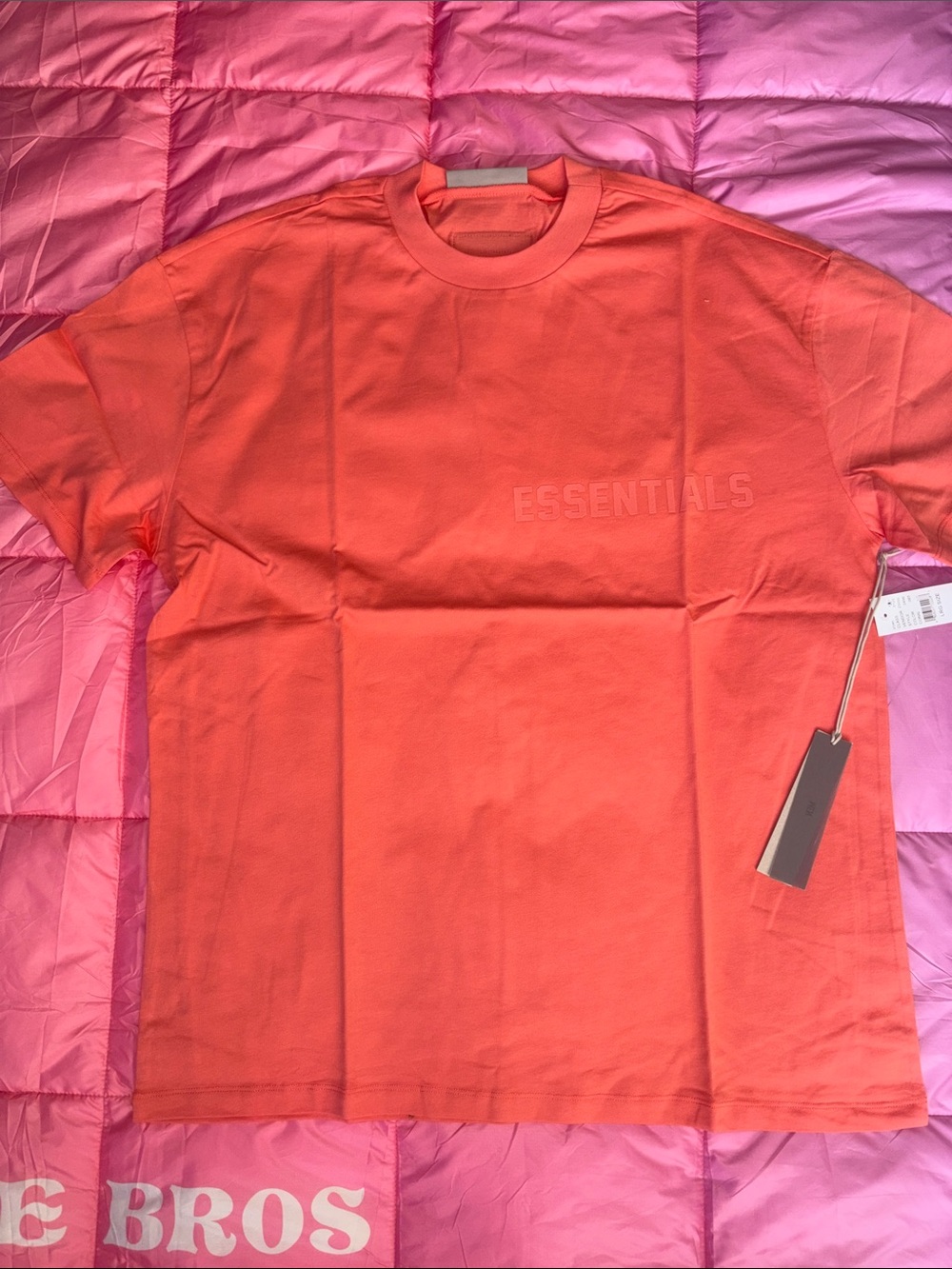 ESSENTIALS FOG Men's Coral/Orange Embossed Logo Tee -NWT- SZ LG